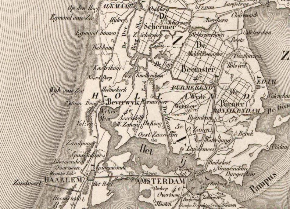 De kaart van Amsterdam uit 1850.